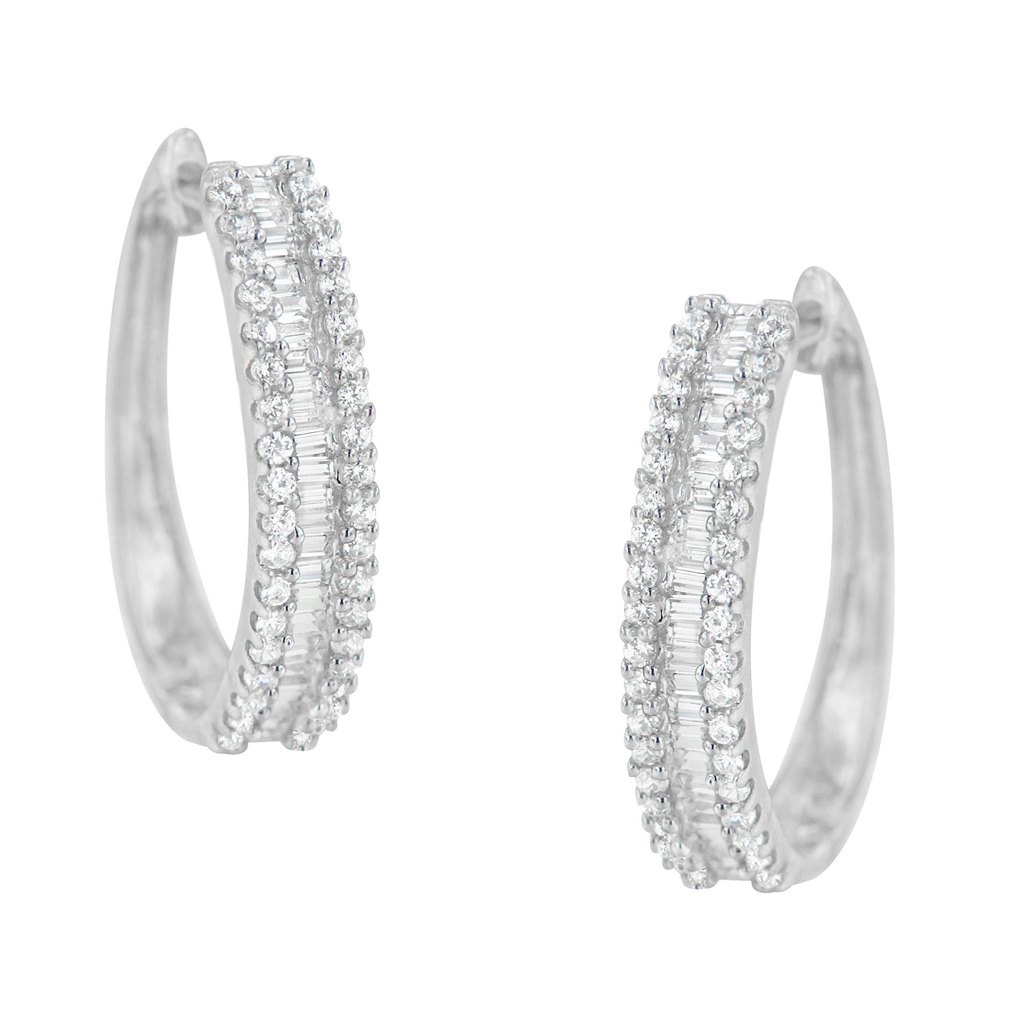10K White Gold Diamond Hoop Earrings (3/4 cttw, I-J Color, I2-I3 Clarity)-0